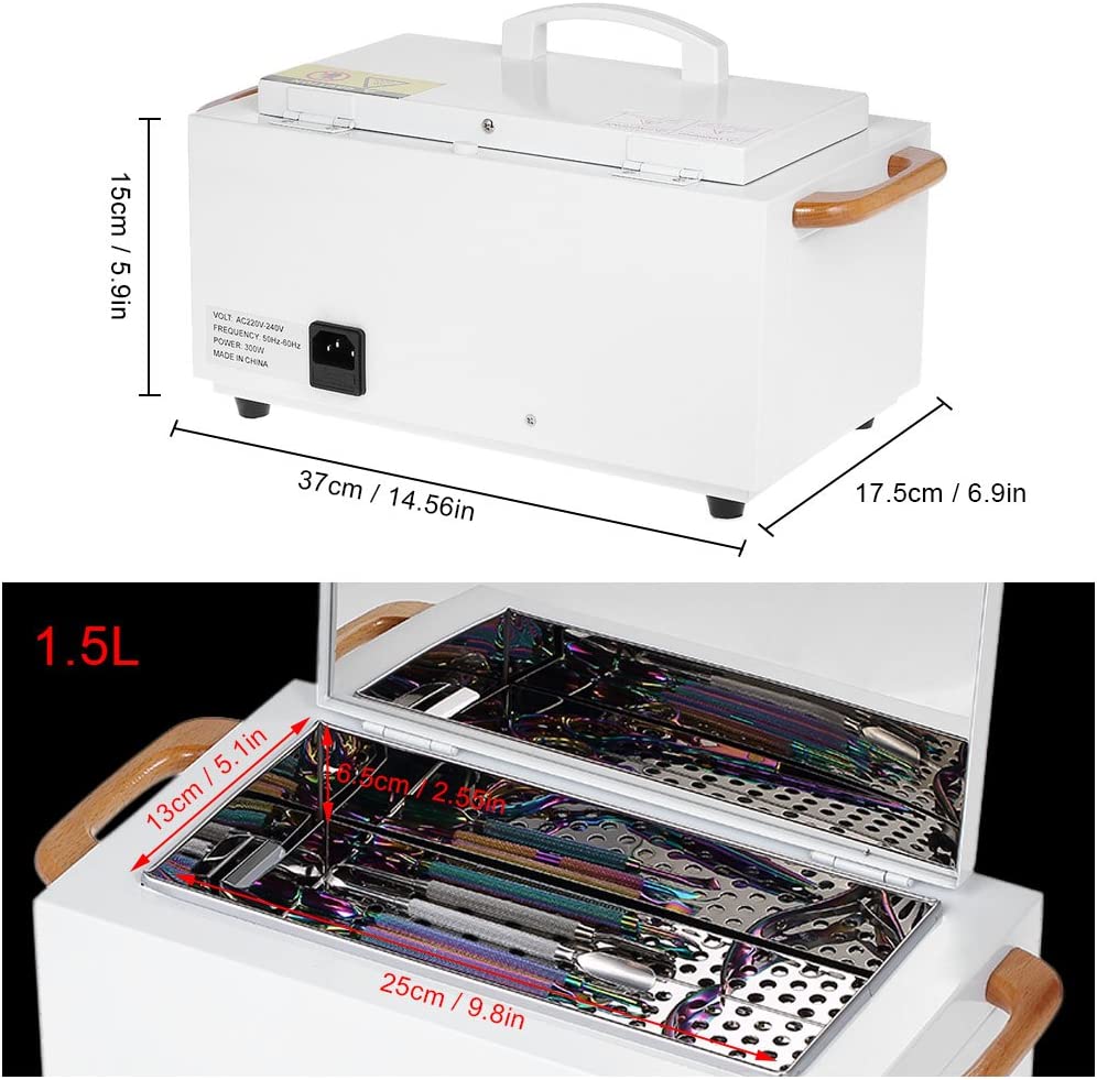High Temperature Metal Tool Cleaning Box, 110V 300W 1.5L with Timer Manicure Pedicure SPA Salon Barber Equipment for Sundry Beauty Hair Nail Metal Tools with Handle - Image 5